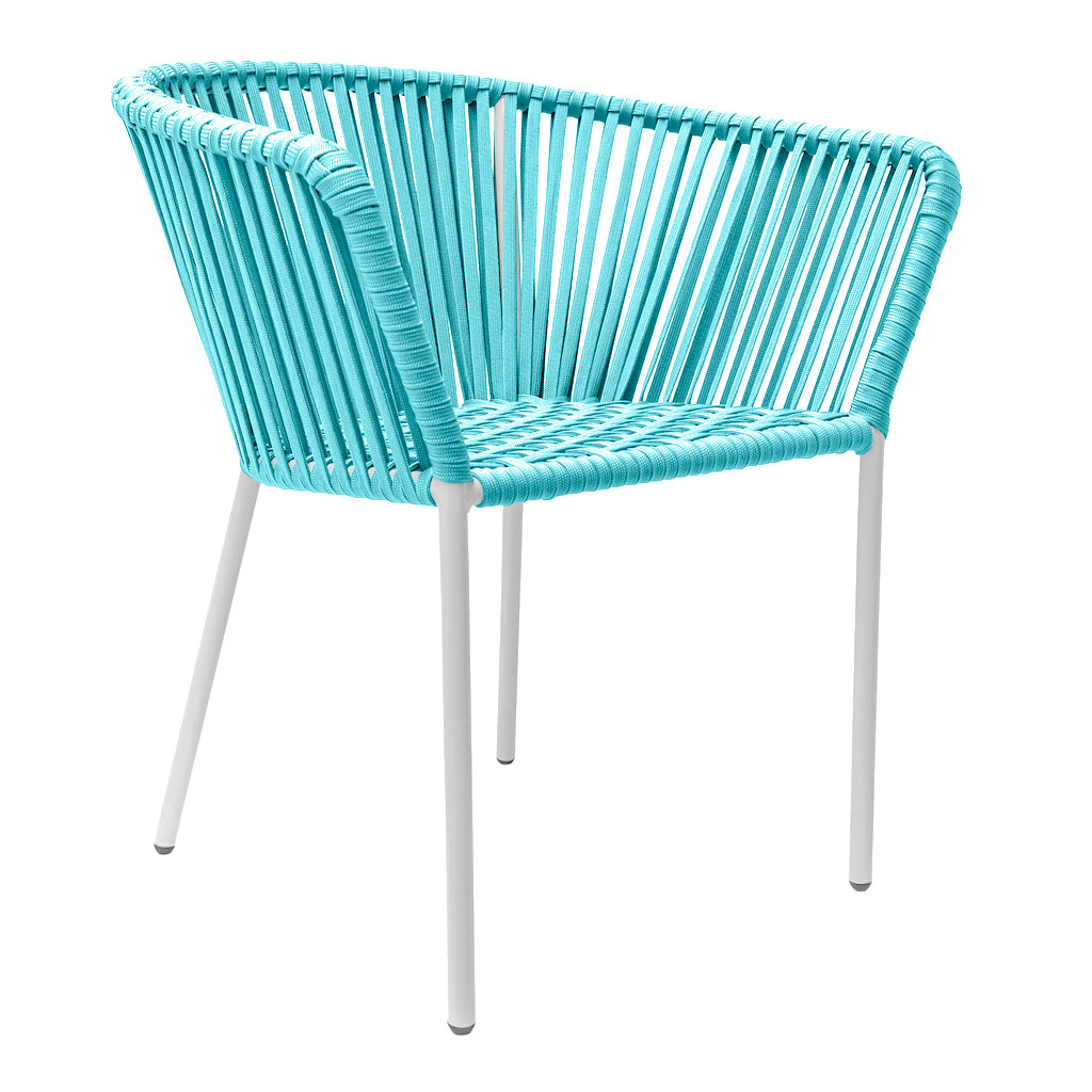 Jalisco silla metal blanco cuerda verde aqua